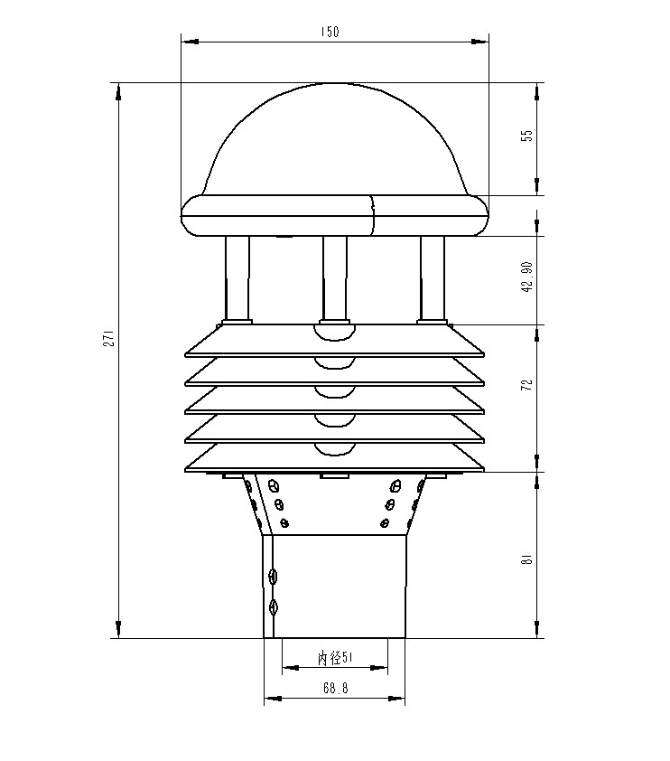 七要素光伏環(huán)境監(jiān)測儀產品尺寸圖